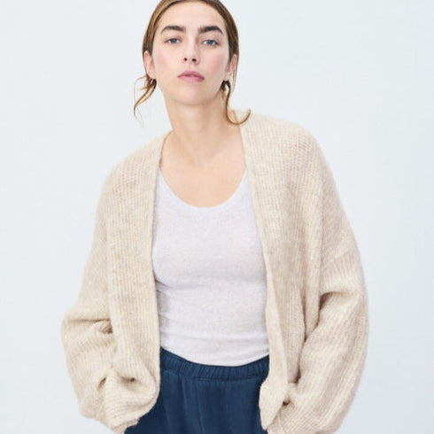 Cardigan East kurz | powder snow melange